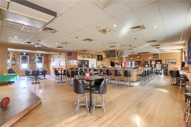 400 Duss Ave, Ambridge, PA 15003 - dining space featuring visible vents, light wood-style flooring, ceiling fan, and a paneled ceiling