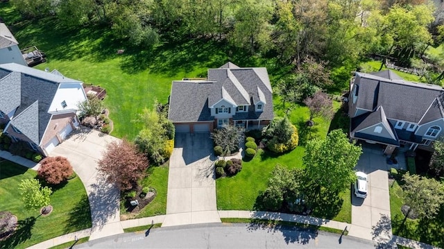 drone / aerial view with a residential view