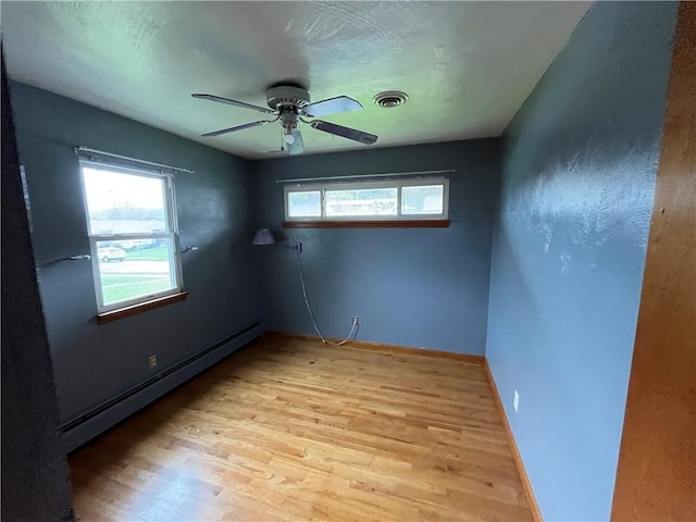 246 Anderson Ave, Indiana Boro Ind, PA 15701 - unfurnished room with ceiling fan, baseboard heating, light wood finished floors, and visible vents