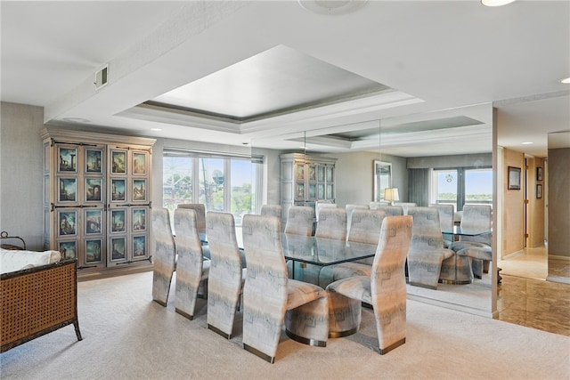 111 Grandview Ave Unit 801, Mt Washington, PA 15211 - dining room with visible vents, light carpet, and a raised ceiling