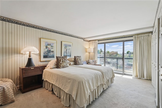111 Grandview Ave Unit 801, Mt Washington, PA 15211 - bedroom with access to outside, wallpapered walls, and light colored carpet