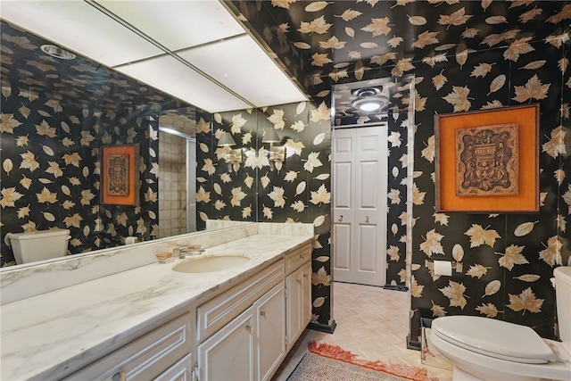 111 Grandview Ave Unit 801, Mt Washington, PA 15211 - bathroom featuring vanity, toilet, and wallpapered walls