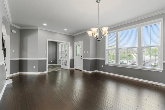 238 Gabriel Dr, Adams Twp, PA 16046 - empty room with healthy amount of natural light, a chandelier, crown molding, baseboards, and recessed lighting