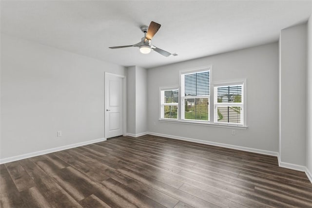 238 Gabriel Dr, Adams Twp, PA 16046 - spare room featuring baseboards, dark wood-type flooring, and ceiling fan