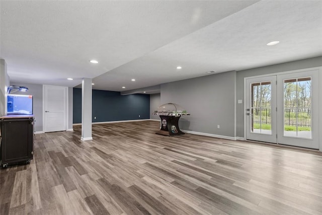 238 Gabriel Dr, Adams Twp, PA 16046 - basement featuring wood finished floors, baseboards, and recessed lighting