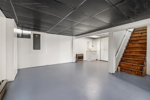 2410 Nicholson Rd, Franklin Park, PA 15143 - finished basement with stairs, heating unit, and electric panel