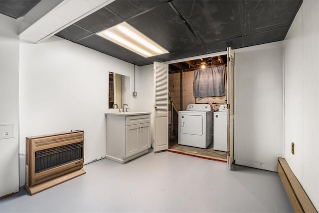 2410 Nicholson Rd, Franklin Park, PA 15143 - laundry area featuring heating unit, separate washer and dryer, laundry area, and a baseboard heating unit