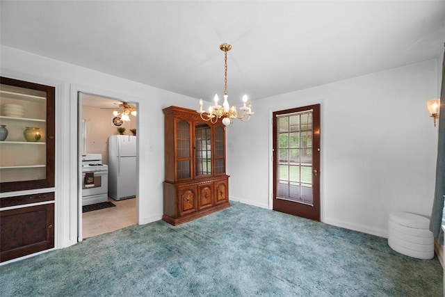4044 Cloverlea St, Brentwood, PA 15227 - carpeted dining area with baseboards and a chandelier