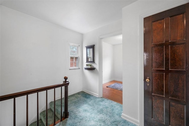 4044 Cloverlea St, Brentwood, PA 15227 - hall featuring carpet flooring and an upstairs landing