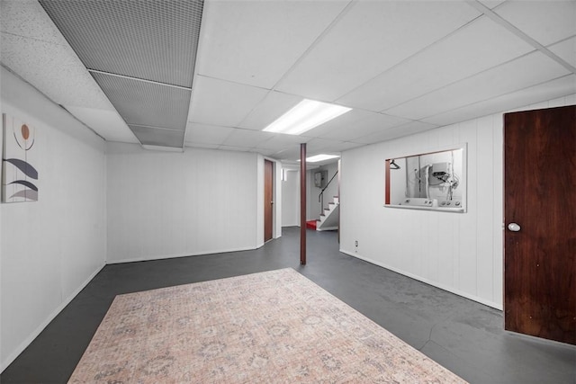 4044 Cloverlea St, Brentwood, PA 15227 - finished basement featuring baseboards, a drop ceiling, and stairway