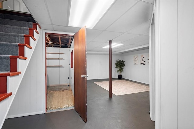 4044 Cloverlea St, Brentwood, PA 15227 - finished below grade area with stairway and a drop ceiling