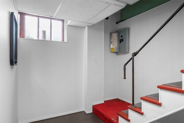 4044 Cloverlea St, Brentwood, PA 15227 - stairs with concrete floors and electric panel