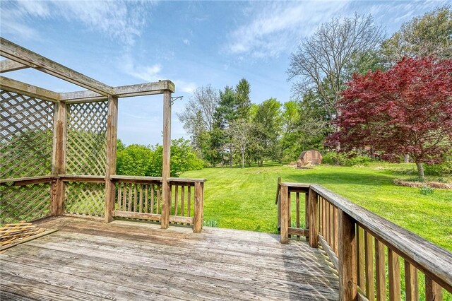 deck with a lawn