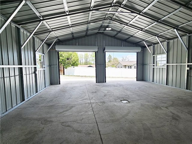 garage featuring metal wall