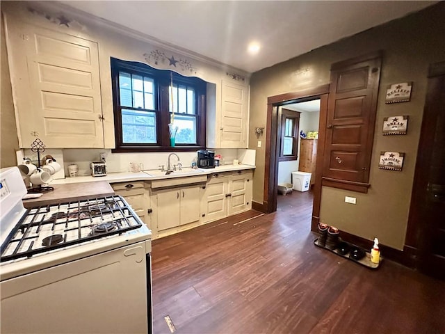 206 S State, St, PA 16222 - kitchen featuring a sink, dark wood-style flooring, white gas range, and light countertops
