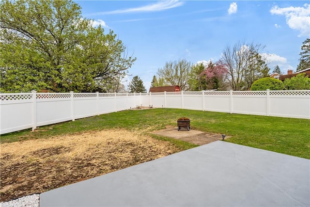 303 Ilex Dr, Ross Twp, PA 15237 - view of yard featuring a fire pit and a patio