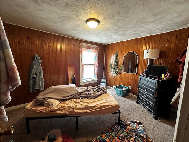 606 Chestnut St, New Castle/3Rd, PA 16101 - bedroom with carpet, wood walls, and a textured ceiling