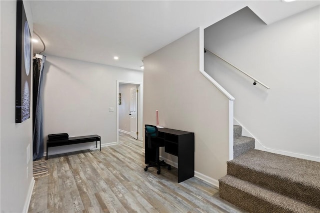 1013 Constance St, East Allegheny, PA 15212 - office area featuring light wood-style flooring, baseboards, and recessed lighting