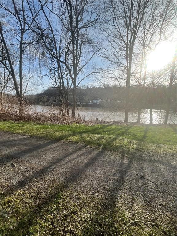 view of road with a water view