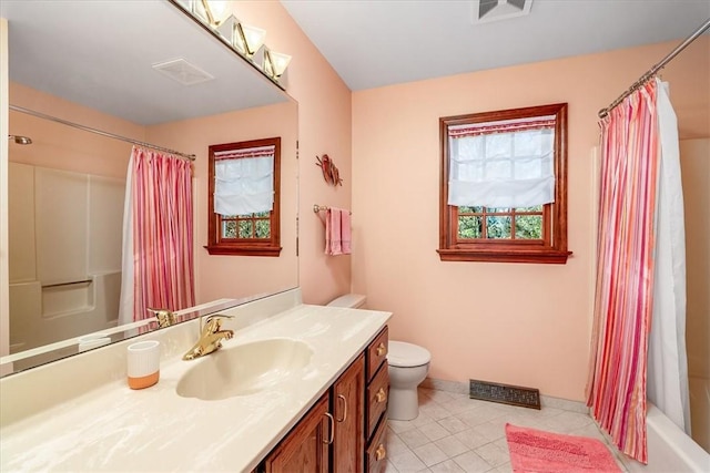 4012 Forest Dr, Hopewell Twp Bea, PA 15001 - full bathroom with vanity, tile patterned flooring, visible vents, toilet, and baseboards