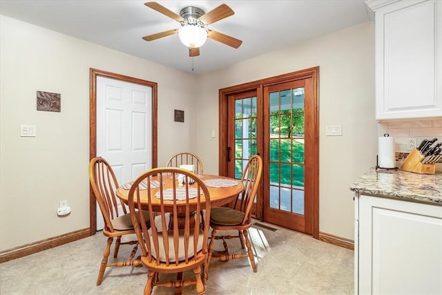 4012 Forest Dr, Hopewell Twp Bea, PA 15001 - dining room with a ceiling fan, baseboards, and light floors