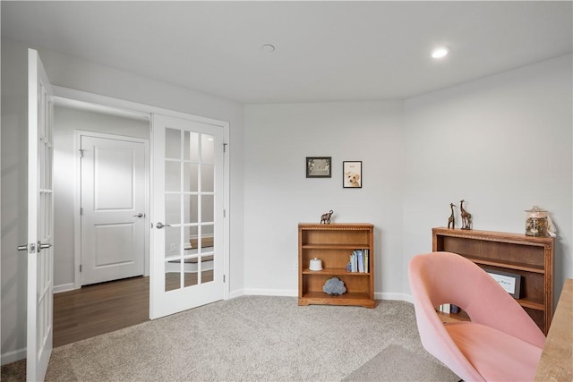 4404 Spruce Rd, Pine Twp Nal, PA 15044 - sitting room with carpet floors, baseboards, french doors, and recessed lighting