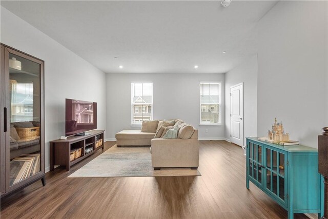 4404 Spruce Rd, Pine Twp Nal, PA 15044 - living room with baseboards, recessed lighting, and wood finished floors