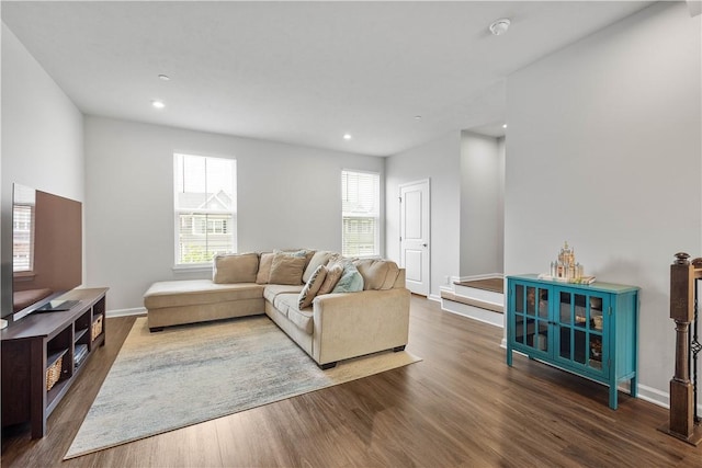 4404 Spruce Rd, Pine Twp Nal, PA 15044 - living room with baseboards, recessed lighting, and wood finished floors
