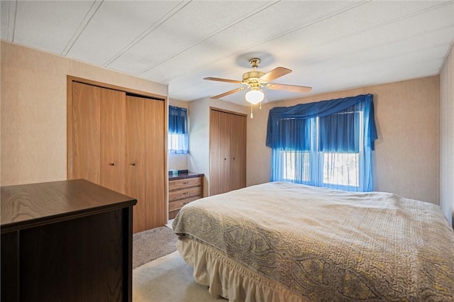 bedroom featuring carpet flooring and ceiling fan