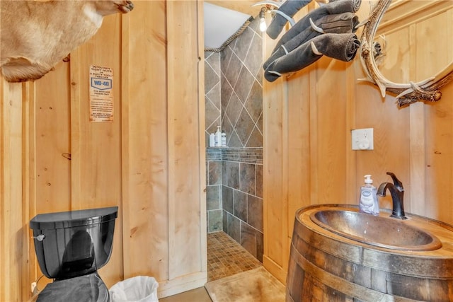 6181 Brown Rd, Penn Twp, PA 16002 - bathroom with wood walls and vanity