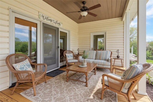 6181 Brown Rd, Penn Twp, PA 16002 - sunroom / solarium featuring a ceiling fan and an outdoor hangout area