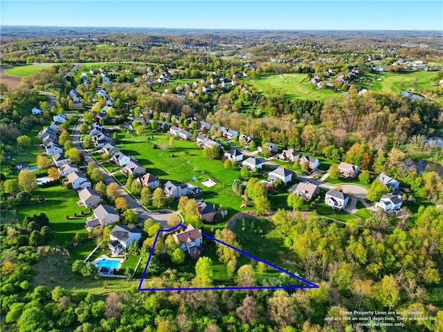 drone / aerial view with a residential view