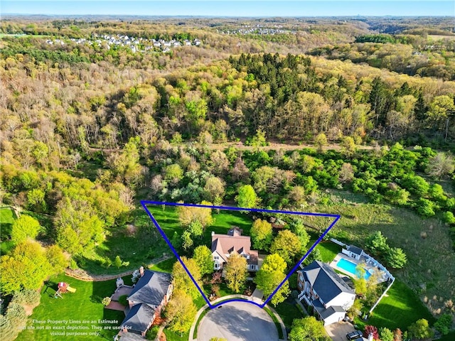 aerial view with a forest view