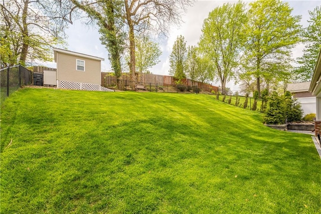 view of yard with a fenced backyard