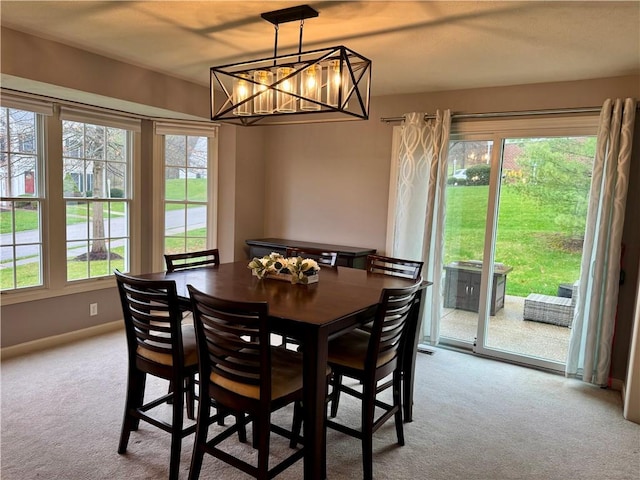 2001 Trillium Ct, North Strabane, PA 15317 - carpeted dining room with plenty of natural light, baseboards, and a notable chandelier