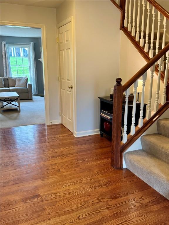 2001 Trillium Ct, North Strabane, PA 15317 - stairway featuring baseboards and wood finished floors