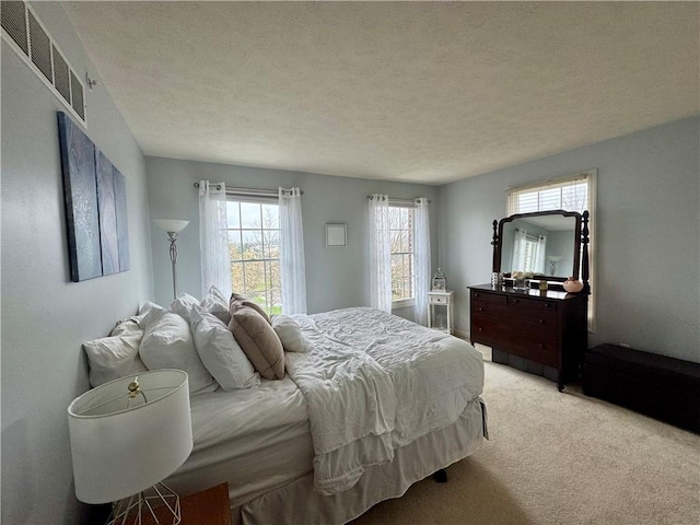 2001 Trillium Ct, North Strabane, PA 15317 - bedroom with visible vents, a textured ceiling, and light carpet