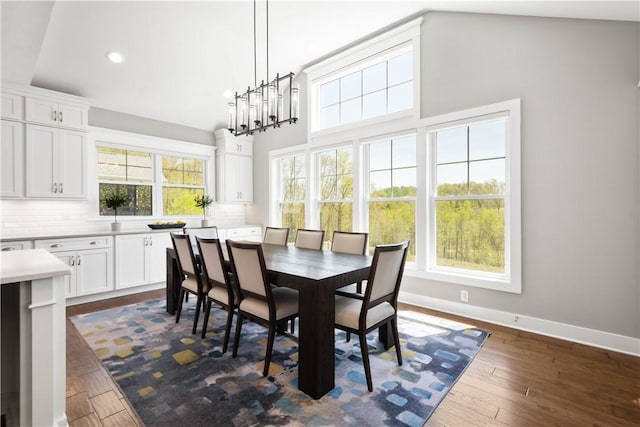 dining room with baseboards, dark wood-style flooring, and a wealth of natural light