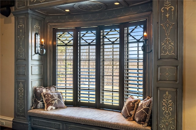 interior space with a porch