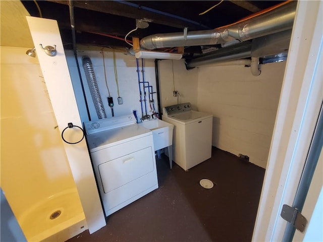 washroom with a sink, laundry area, and hookup for a washing machine