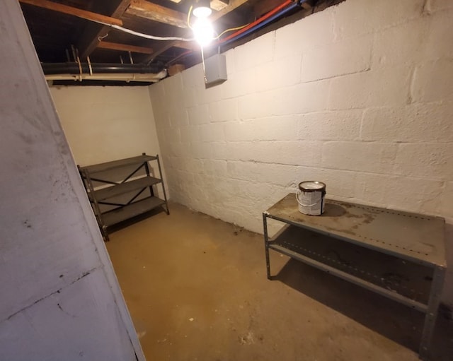view of unfinished basement