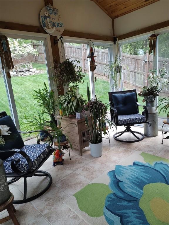 100 Forest Dr, Natrona Hts/Harrison Twp, PA 15065 - sunroom / solarium with vaulted ceiling, wood ceiling, and healthy amount of natural light