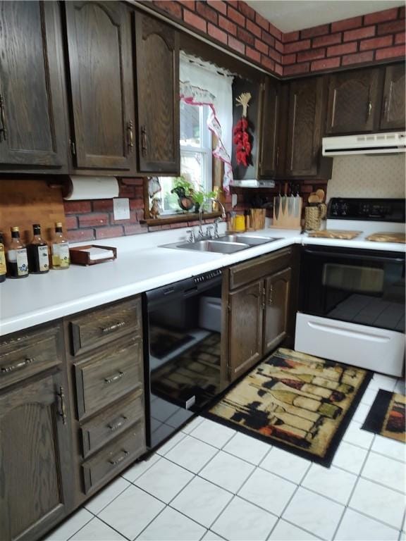 100 Forest Dr, Natrona Hts/Harrison Twp, PA 15065 - kitchen with electric stove, dishwasher, a sink, light countertops, and dark brown cabinets