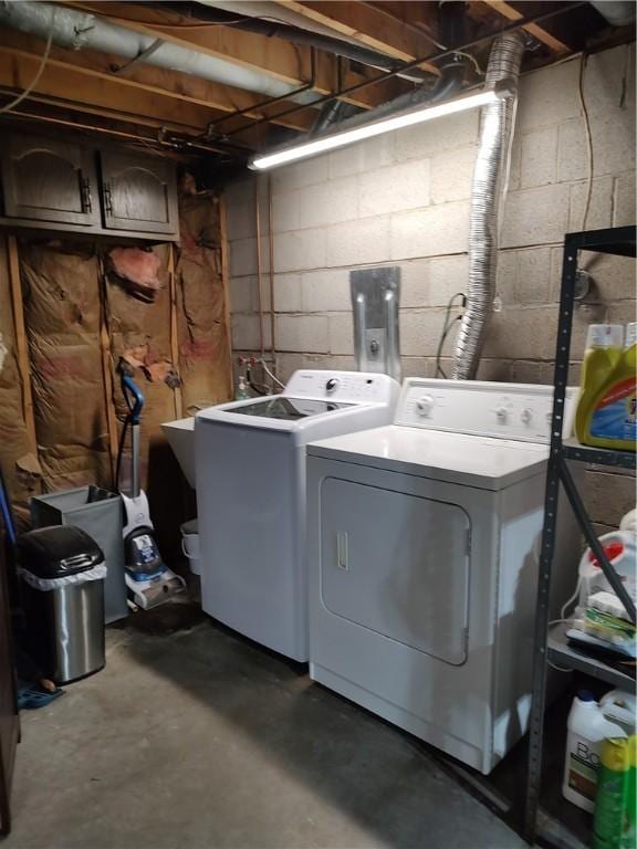 100 Forest Dr, Natrona Hts/Harrison Twp, PA 15065 - washroom with washer and dryer and concrete block wall