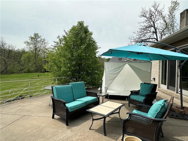 view of patio featuring an outdoor living space