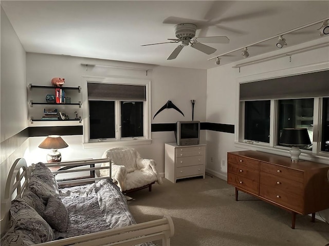337 Saratoga Dr, South Union Twp, PA 15401 - living area featuring track lighting, ceiling fan, and carpet