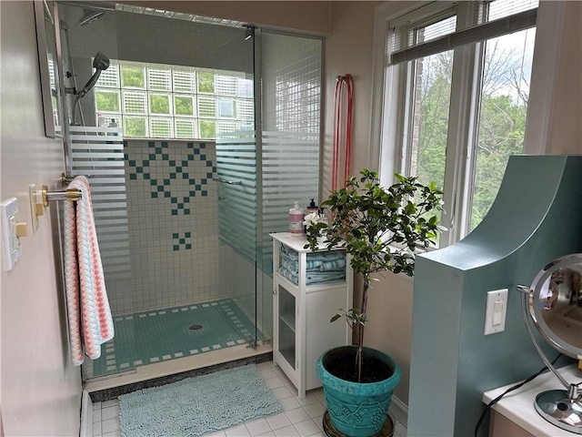 337 Saratoga Dr, South Union Twp, PA 15401 - bathroom featuring a shower stall and tile patterned floors