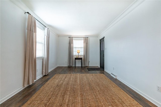 unfurnished room with crown molding, a healthy amount of sunlight, and visible vents