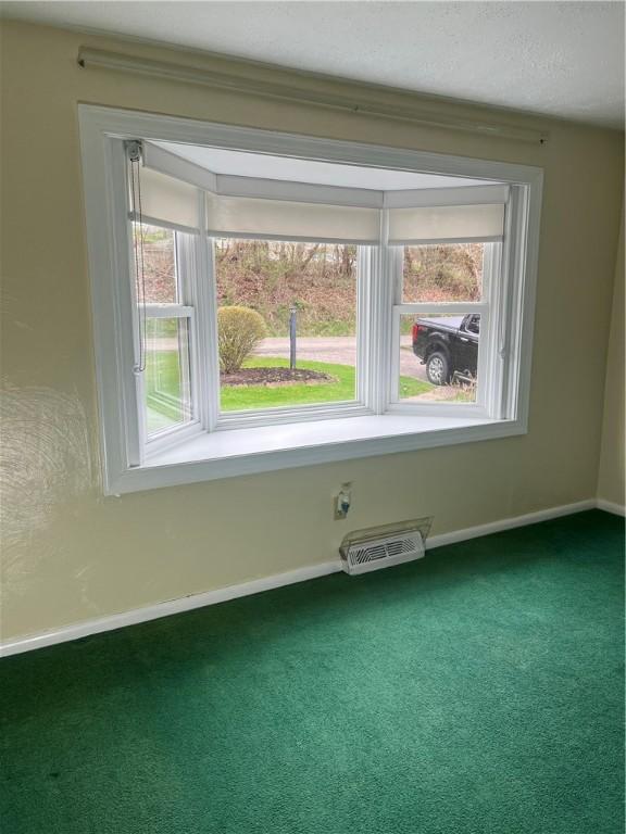 carpeted spare room with baseboards and visible vents