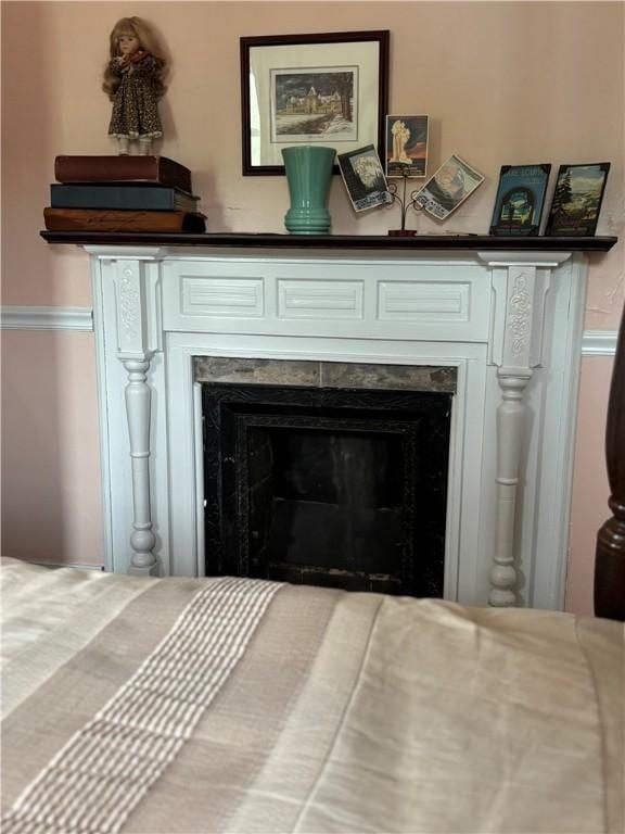 details featuring a fireplace